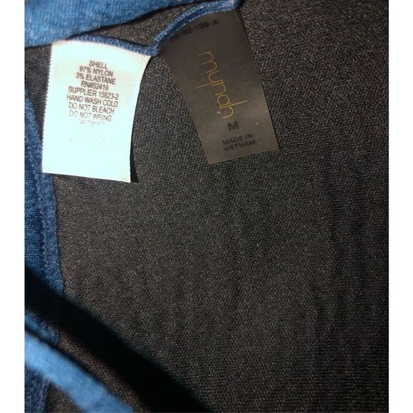 Mynah navy blue crinkle pattern bikini top and bottoms Size M - Picture 5 of 5